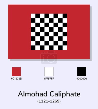 Illustration for Vector Illustration of Almohad Caliphate (1121-1269) flag isolated on light blue background. Illustration Almohad Caliphate flag with Color Codes. As close as possible to the original. - Royalty Free Image