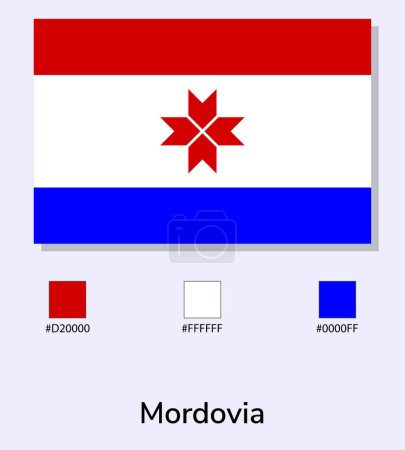 Ilustración de Ilustración vectorial de la bandera de Mordovia aislada sobre fondo azul claro. Ilustración Bandera de Mordovia con códigos de color. Lo más cerca posible del original. listo para usar, fácil de editar. - Imagen libre de derechos