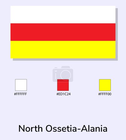 Téléchargez les illustrations : Illustration vectorielle du drapeau de l'Ossétie du Nord-Alania isolé sur fond bleu clair. Illustration Drapeau Ossétie du Nord-Alanie avec codes couleurs. Aussi proche que possible de l'original. - en licence libre de droit