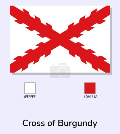 Foto de Ilustración vectorial de la bandera de la Cruz de Borgoña aislada sobre fondo azul claro. Ilustración Cruz de Borgoña bandera con códigos de color. vector eps10. - Imagen libre de derechos