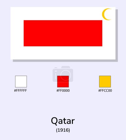 Foto de Ilustración vectorial de la bandera de Qatar (1916) aislada sobre fondo azul claro. Ilustración Qatar (1916) bandera con códigos de color. Lo más cerca posible del original. listo para usar, fácil de editar. - Imagen libre de derechos