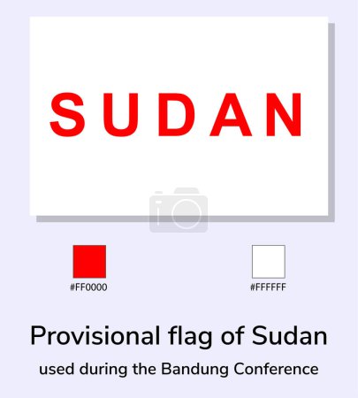 Photo for Vector Illustration of Provisional flag of Sudanused during the Bandung Conference flag isolated on light blue background. Illustration Sudan flag with Color Codes - Royalty Free Image