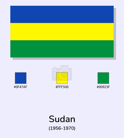 Foto de Vector Ilustración de Sudán (1956-1970) Bandera aislada sobre fondo azul claro. Ilustración Bandera de Sudán con códigos de color. Lo más cerca posible del original. - Imagen libre de derechos