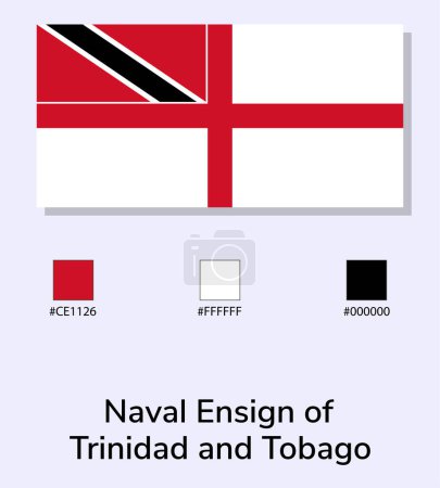 Foto de Ilustración vectorial de la Insignia Naval de Trinidad y Tobagoflag aislada sobre fondo azul claro. Ilustración Bandera Naval de Trinidad y Tobago con Códigos de Color. - Imagen libre de derechos