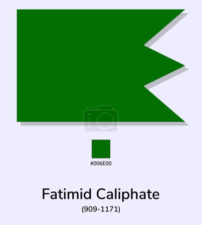 Téléchargez les illustrations : Illustration vectorielle du drapeau du califat fatimide (909-1171) isolé sur fond bleu clair. Illustration Drapeau califat fatimide avec codes couleurs. - en licence libre de droit