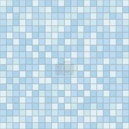 Vector graphic of white and light blue ceramic floor and wall tiles. Geometric mosaic texture. Square tiles seamless pattern. Abstract background of tiles in white and light blue colors.
