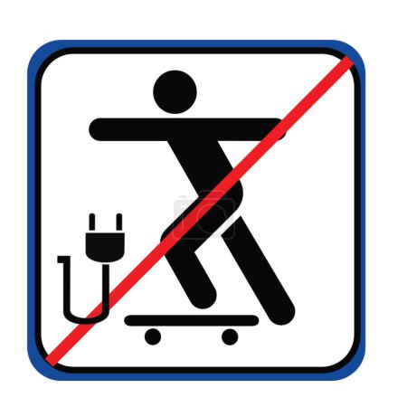 Photo for Prohibited E-Skateboarders Sign on White Background with Blue Outline - Royalty Free Image