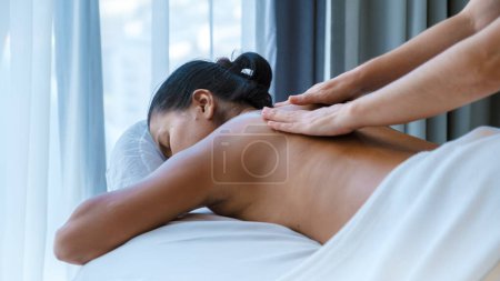 Photo for Thai women getting a massage, women get a Thai massage in a luxury hotel in Thailand - Royalty Free Image