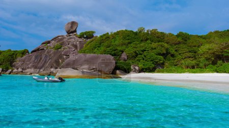 Photo for Turqouse colored ocean and white beach at the tropical Island Similan Island Thailand on a sunny day - Royalty Free Image