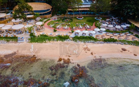Foto de Pattaya Tailandia diciembre 2022, vista Drone en el restaurante cafetería el oasis de Oxígeno frente al mar en Pattaya Tailandia. - Imagen libre de derechos