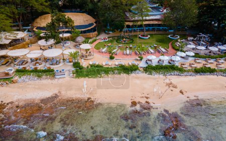 Foto de Pattaya Tailandia diciembre 2022, vista Drone en el restaurante cafetería el oasis de Oxígeno frente al mar en Pattaya Tailandia. - Imagen libre de derechos