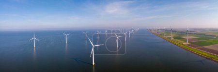 Foto de Molinos de viento en los Países Bajos al atardecer en Flevoland - Imagen libre de derechos