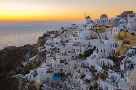 Photo for Oia Santorini Greece in the evening during sunset, a traditional Greek village in Santorini. - Royalty Free Image