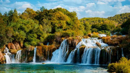 Photo for KRKA waterfalls Croatia during summer, krka national park Croatia on a bright summer evening in the park. - Royalty Free Image