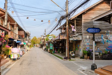 Photo for Chiang Khan village North Eastern Thailand February 2023 a traditional village with a wooden houses alongside the Mekong river in Thailand - Royalty Free Image