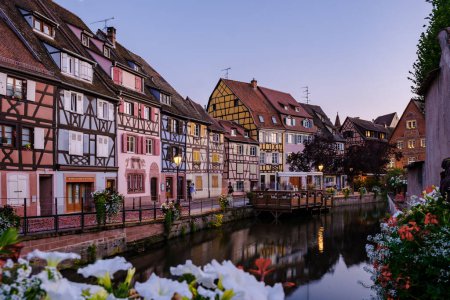 Photo for Colmar France July 2021, Beautiful view of the colorful romantic city of Colmar in the evening, Historic town of Colmar, Alsace region, France with beautiful canals called Le Petit Venice - Royalty Free Image