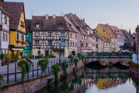 Photo for Colmar France July 2021, Beautiful view of the colorful romantic city of Colmar in the evening, Historic town of Colmar, Alsace region, France with beautiful canals called Le Petit Venice - Royalty Free Image