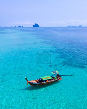 Photo for Drone view at the beach of Koh Kradan island in Thailand, aerial view over Koh Kradan Island Trang on a sunny day - Royalty Free Image