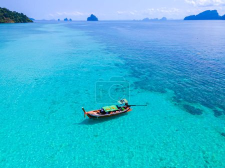 Photo for Drone view at the beach of Koh Kradan island in Thailand, aerial view over Koh Kradan Island Trang on a sunny day - Royalty Free Image
