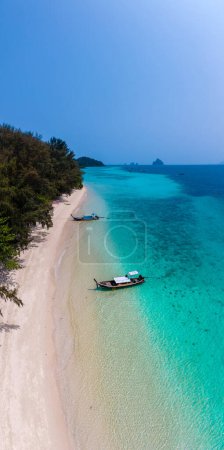 Photo for Panoramic view from the sky at Koh Kradan island Thailand, voted as the best beach in the world in 2023. turqouse colored ocean and a tropical beach in Thailand - Royalty Free Image