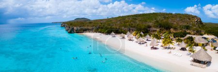 Photo for Cas Abao Beach Playa Cas Abao Caribbean island of Curacao, Playa Cas Abao in Curacao Caribbean tropical white beach with a blue turqouse colored ocean. - Royalty Free Image