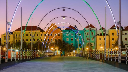 Photo for Willemstad Curacao, colorful buildings around Willemstad Punda and Otrobanda, multicolored homes Curacao Caribean Island - Royalty Free Image