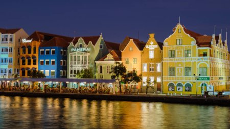 Photo for Willemstad Curacao March 2021, colorful buildings around Willemstad Punda and Otrobanda, multicolored homes Curacao Willemstad Caribean Island - Royalty Free Image