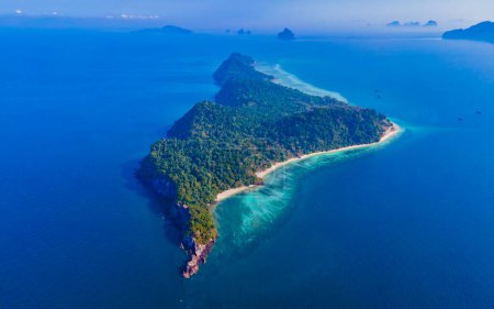 Photo for Drone view at the beach of Koh Kradan island in Thailand, aerial view over Koh Kradan Island Trang - Royalty Free Image