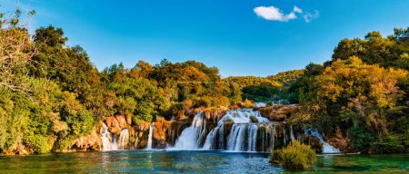 Photo for KRKA waterfalls Croatia during summer, Krka National Park Croatia on a bright summer evening in the park. - Royalty Free Image
