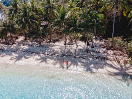 Photo for Drone aerial view at Koh Wai Island Trat Thailand is a tinny tropical Island near Koh Chang. a young couple of men and women on a tropical beach during a luxury vacation in Thailand - Royalty Free Image