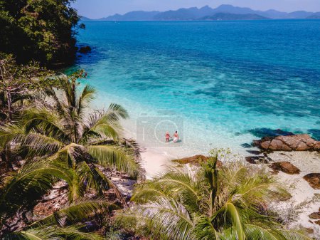 Photo for Drone aerial view at Koh Wai Island Trat Thailand a tinny tropical Island near Koh Chang. a young couple of men and women on a tropical beach during a luxury vacation in Thailand - Royalty Free Image