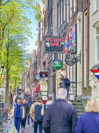 Photo for Amsterdam Netherlands 21 April 2024 Red light district during the new regulations to move the red light district to another part of Amsterdam North - Royalty Free Image