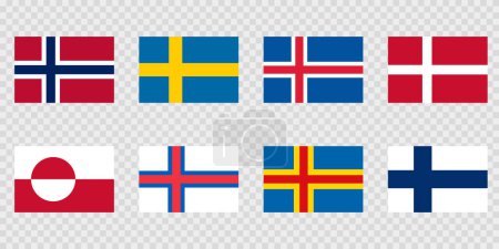 Ilustración de Conjunto de iconos de bandera de países nórdicos - Imagen libre de derechos