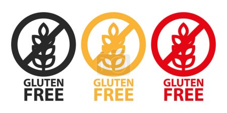 Téléchargez les illustrations : Ensemble de symboles d'icône sans gluten - en licence libre de droit