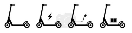Téléchargez les illustrations : Ensemble d'icône de scooter électrique. éco transport - en licence libre de droit