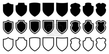 Illustration for Shield icon set. Different shields forms - Royalty Free Image
