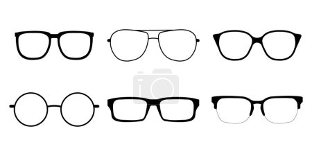 Ilustración de Conjunto de iconos silueta gafas diseño simple - Imagen libre de derechos