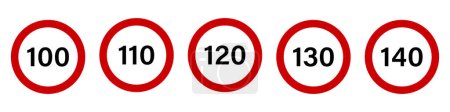 Ilustración de Límite de velocidad icono de signo conjunto - Imagen libre de derechos