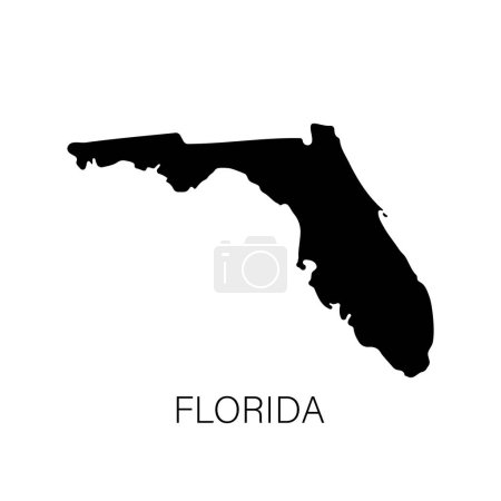 Téléchargez les illustrations : Icône de carte de silhouette Floride état - en licence libre de droit