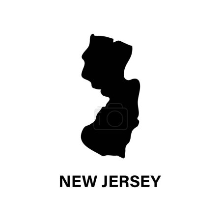 Téléchargez les illustrations : New Jersey état carte silhouette icône - en licence libre de droit