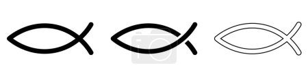 Ilustración de Icono de pescado cristiano conjunto básico diseño simple - Imagen libre de derechos