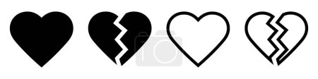 Heart broken  icon symbol set