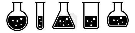 Illustration for Lab flasks test icon set - Royalty Free Image