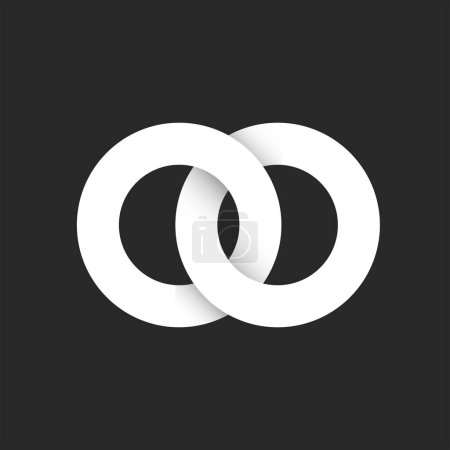 Ilustración de Monogram OO initials logo or chain symbol creative design, overlapping of two circles from ribbon. - Imagen libre de derechos