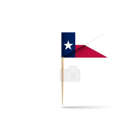 Téléchargez les illustrations : Burger drapeau en papier du Texas avec un cure-dent, isolé sur un fond blanc. Élément de conception pour la géolocalisation du Texas. Illustration d'objet vectoriel 3D réaliste clip art. - en licence libre de droit