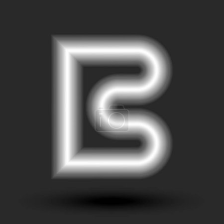 Gras lettre B monogramme 3d tech logo tuyau métallique avec brides forme lisse, design de logotype créatif de style industriel.