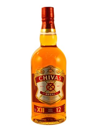 Photo for Chivas Regal blended Scotch whisky on white background. Whisky is a major export item of Scotland - illustrative editorial - Royalty Free Image