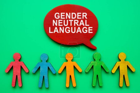 Photo for Gender neutral language inscription and small colorful figurines. - Royalty Free Image