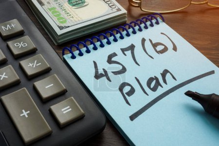 Photo for Inscription 457b plan and calculator as retirement concept. - Royalty Free Image