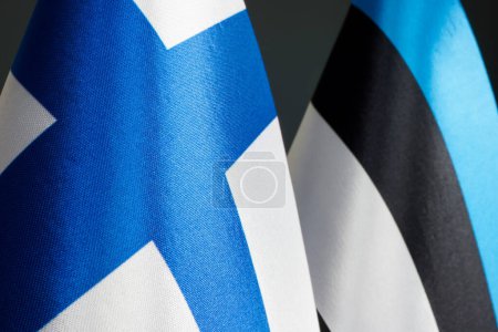 Foto de Flags of Finland and Estonia as symbol of partnership. - Imagen libre de derechos